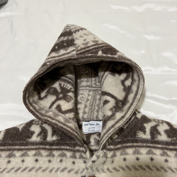 Wool Ecuador Hoodie Vest Aztec Southwestern Tribal Pockets XL MISSING BUTTON - Picture 11 of 11